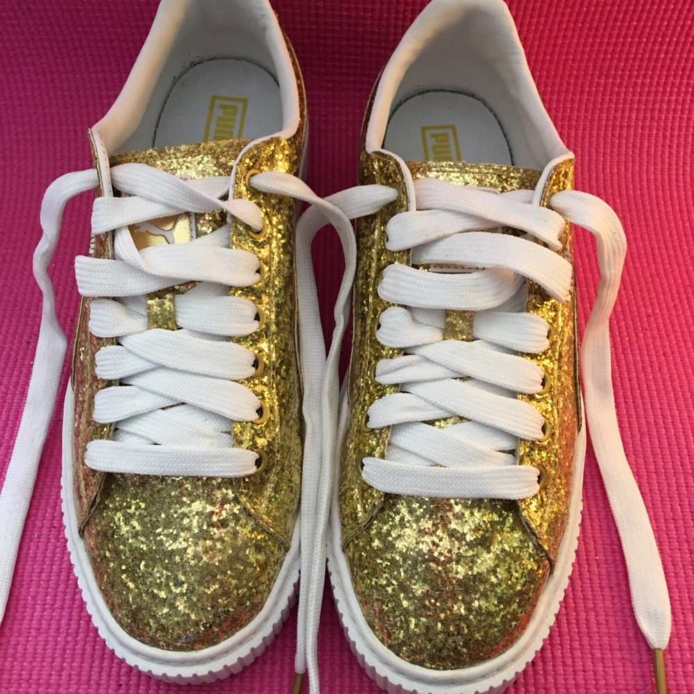 Glitter gold platform sneakers